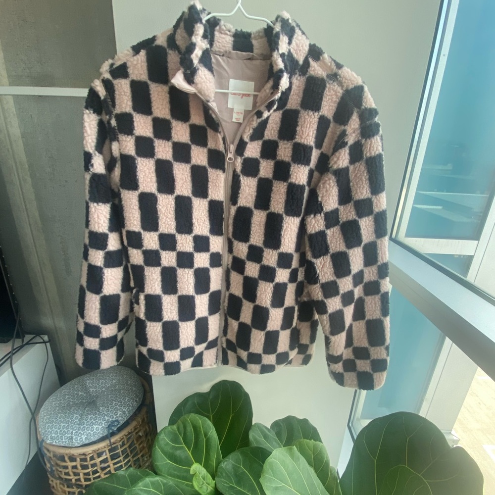 Checkered Sherpa Zip-Up